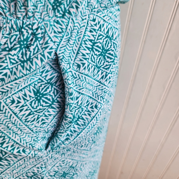 Banana Republic Green White Geo Rayon Tank Top Knee Length Sun Dress Stretch XS - Picture 11 of 13